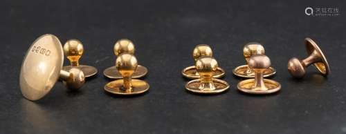 A group of dress studs,: including five 9ct gold studs, hall...