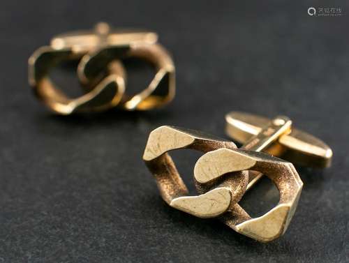 A pair of 9ct gold, curb-link cufflinks,: with import marks ...