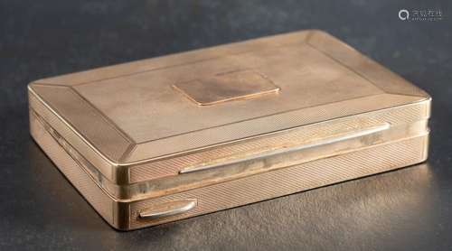 A Victorian 9ct gold box with engine-turned decoration,