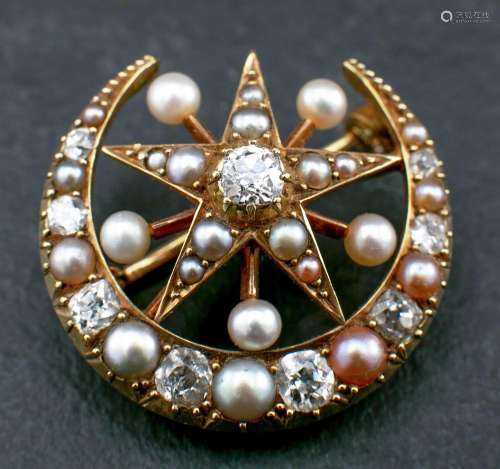 A Victorian, 15ct gold, old and single-cut diamond, mabe and...