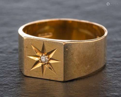 An 18ct gold, single-cut diamond ring,: estimated diamond we...