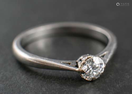 An old-cut diamond, single-stone ring,: estimated diamond we...