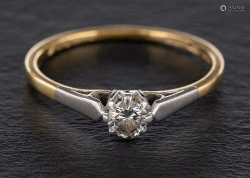 A round, brilliant-cut diamond single-stone ring,: estimated...