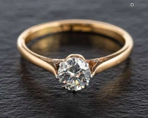 A round, brilliant-cut diamond, single stone ring,: estimate...