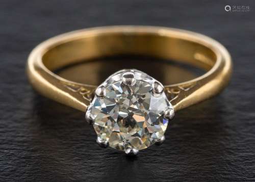 An 18ct gold, old-cut diamond, single stone ring,: estimated...
