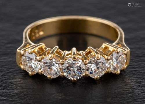 A round, brilliant-cut diamond, half-eternity ring,: total d...
