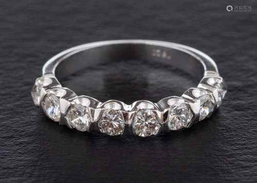 A round, brilliant-cut diamond half-eternity ring,: total es...
