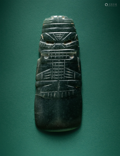 A Costa Rican Jade Axe-God Celt Length 4 inches (10.2 cm).