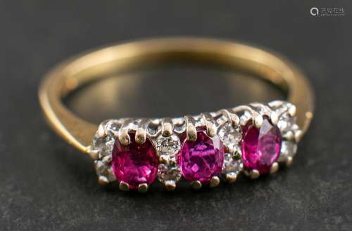 An 18ct gold pink sapphire and round, brilliant-cut diamond ...