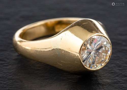 An 18ct gold, round, brilliant-cut diamond single-stone ring...