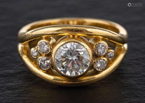 A round brilliant-cut diamond ring,: estimated principal dia...