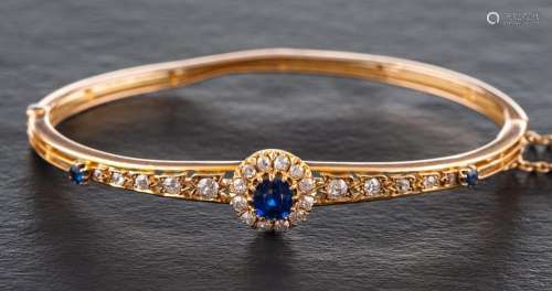 A 15ct gold, cushion-cut sapphire, old and single-cut diamon...