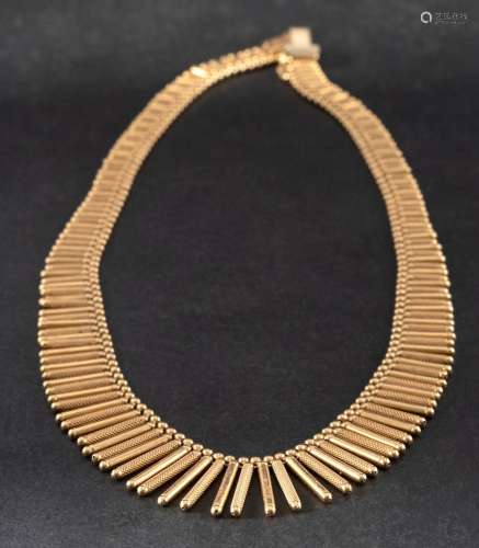 A mid-20th century, fringe necklace,: stamped 750, with Ital...