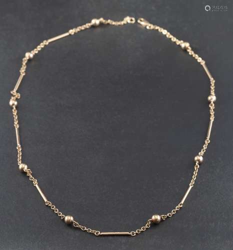 A 9ct gold, ball chain and belcher-link necklace,: with hall...