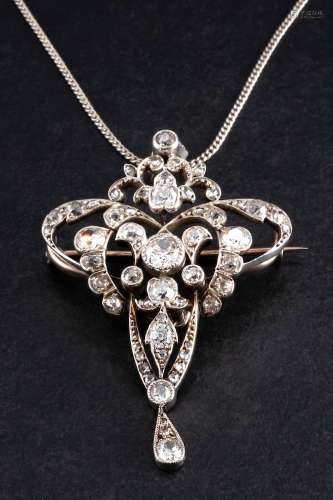 A Belle Epoque, 18ct gold and silver, old and rose-cut diamo...