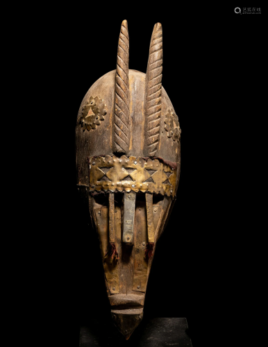 A Bamana or Marka Wood Mask Height 15 3/32 inches (38.3 cm).