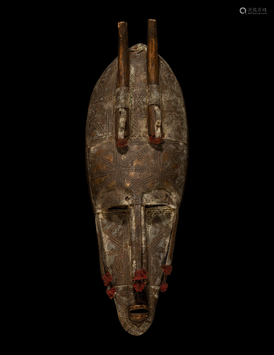 A Bamana or Marka Wood Face Mask Height 15 1/2 inches (39.4 ...