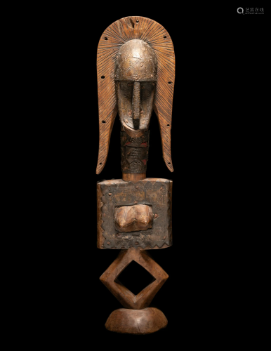 A Bamana Wood Reliquary Guardian Figure Height 19 9/32 inche...