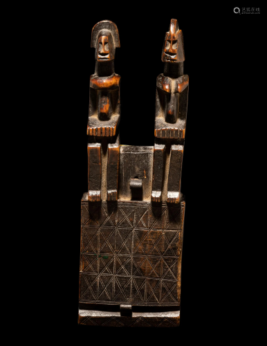 A Dogon Wood Door Lock with Bolts Height 12 inches (30.5 cm)...