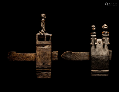 Two Dogon Wood Door Locks with Bolts Height of largest 18 19...