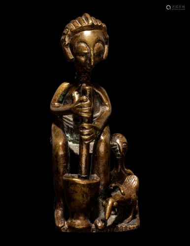 A Baule Bronze Alter Figure Height 5 1/8 inches (13.02 cm).