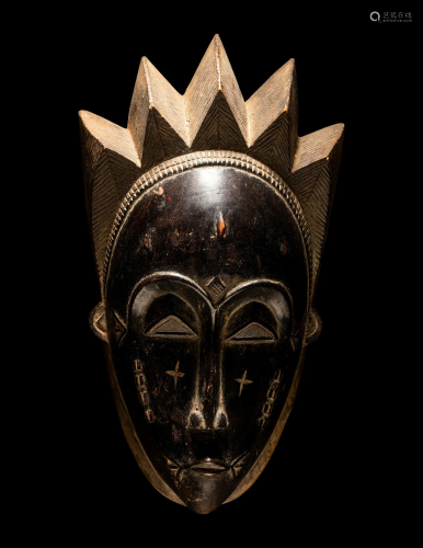 A Baule Wood Mask Height 11 3/16 inches (28.4 cm).