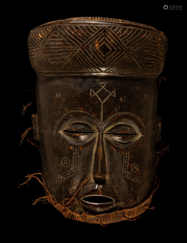 A Chokwe Wood Helmet Mask Height 14 1/16 inches (35.8 cm).