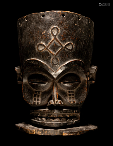 A Chokwe Wood Helmet Mask Height 9 inches (23 cm).