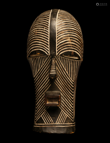 A Songye Wood Female Mask (Kifwebe) Height 11 5/16 inches (2...