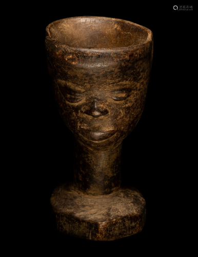 A Kuba Wood Drinking Cup Height 5 5/8 inches (14.3 cm).