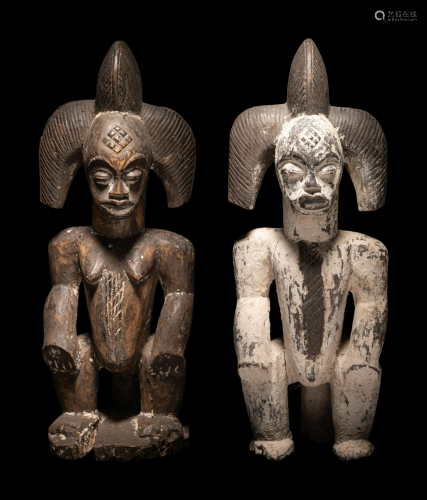 Two Punu Wood Figures Height of largest 19 inches (48.3 cm).