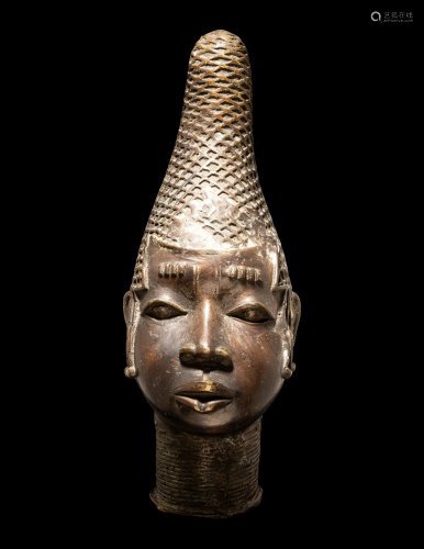 A Benin Style Bronze Female Bust Height 17 13/32 inches (44....