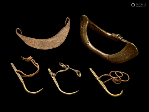 Five African Metalwork Pieces and Tools Length of largest 7 ...