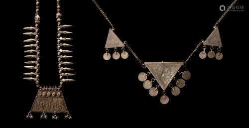 A Group of Berber Silver Jewelry Length of largest 32 inches...