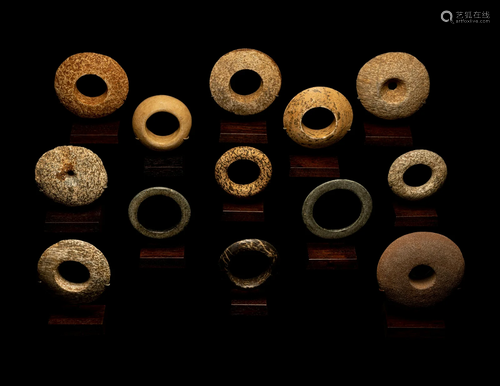 Thirteen Saharan Stone Bracelets and Discoidals Diameter of ...