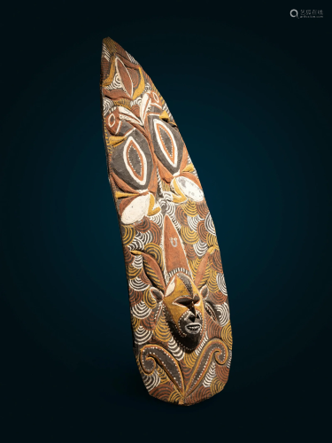 An Abelam Wood Spirit Shield Height 51 inches (129.5 cm).