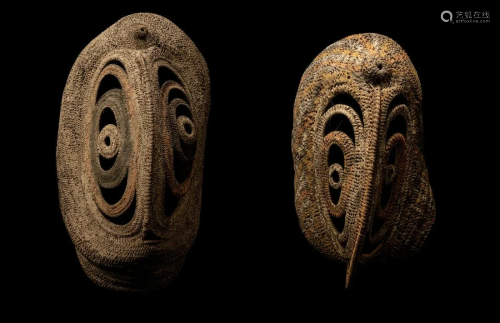 Two Yam Masks Height of largest 21 11/16 inches (55.1 cm).