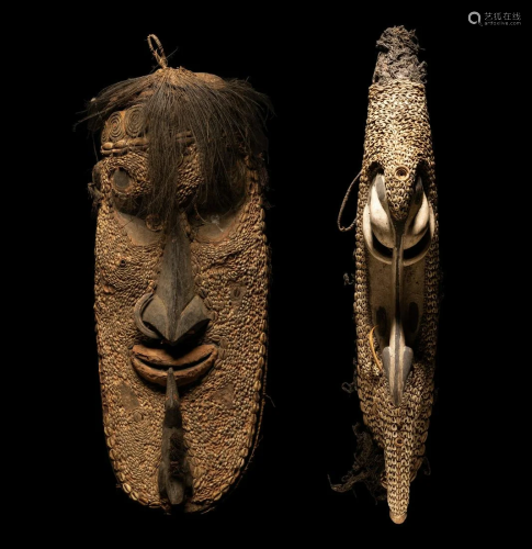 Two Yam Masks Height of largest 34 13/16 inches (88.6 cm).