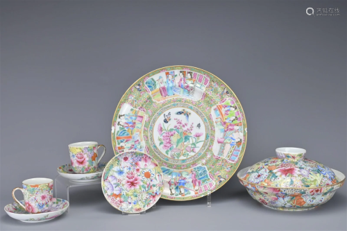 A GROUP OF CHINESE FAMILLE ROSE PORCELAIN ITEMS, 19/20TH CEN...