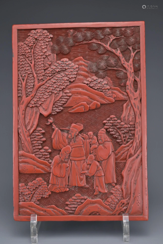 A CHINESE CINNABAR LACQUER PANEL, 19TH CENTURY