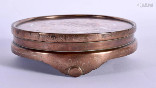 A RARE 19TH CENTURY CHINESE SILVER INLAID BRONZE CENSER STAN...