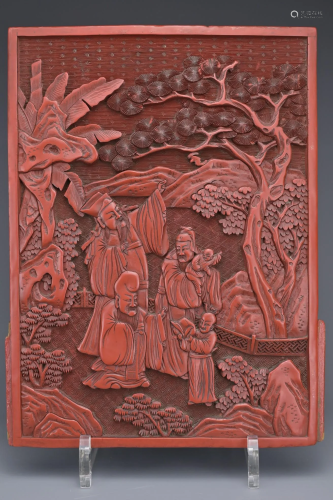 A CHINESE CINNABAR LACQUER PANEL, 19TH CENTURY
