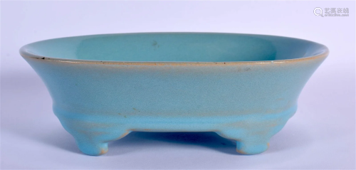 A RARE CHINESE RU WARE OVAL NARCISSUS BLUE GLAZED CENSER 20t...