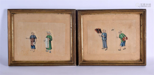 Chinese School (19th Century) Pair Watercolour Pith paper. 3...