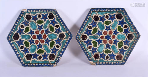 A RARE PAIR OF 19TH CENTURY MIDDLE EASTERN IZNIK TYPE FAIENC...