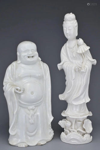 TWO CHINESE BLANC DE CHINE FIGURES