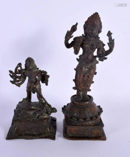 TWO EARLY INDIAN BRONZE BUDDHISTIC FIGURES depicting Kali &a...