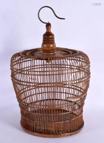 A CHINESE REPUBLICAN PERIOD CARVED BAMBOO BIRD CAGE. 38 cm x...