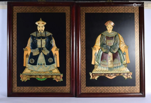 A PAIR OF CHINESE REPUBLICAN PERIOD MIXED STONE AND LACQUER ...