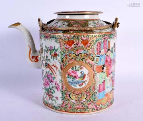 A 19TH CENTURY CHINESE CANTON FAMILLE ROSE TEAPOT AND COVER ...